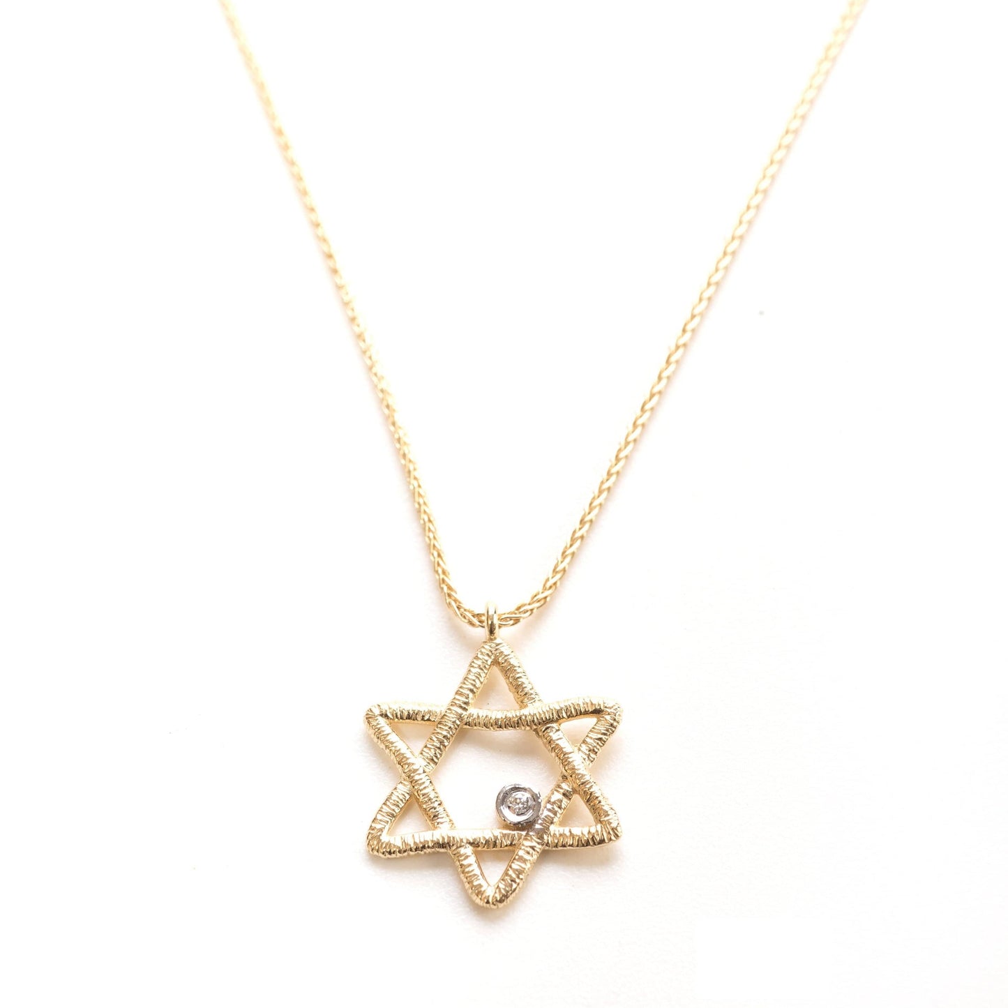 14K Star of David with Diamond Necklace