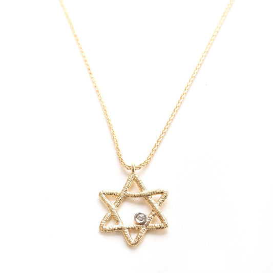 14K Star of David with Diamond Necklace
