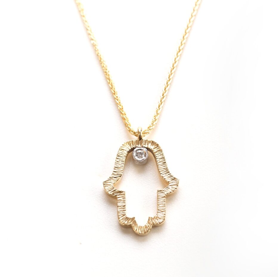 14K Hamsa with Diamond Necklace