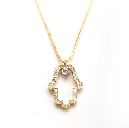 14K Hamsa with Diamond Necklace