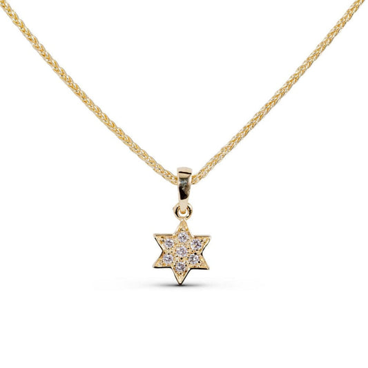 14K Star of David Six Diamond Necklace
