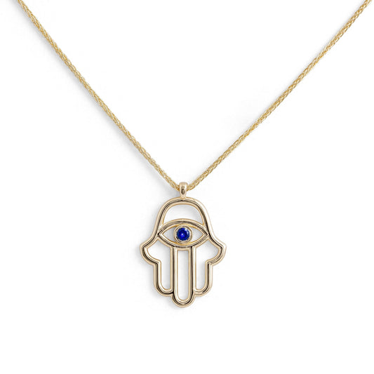 14K Hamsa with Sapphire Necklace