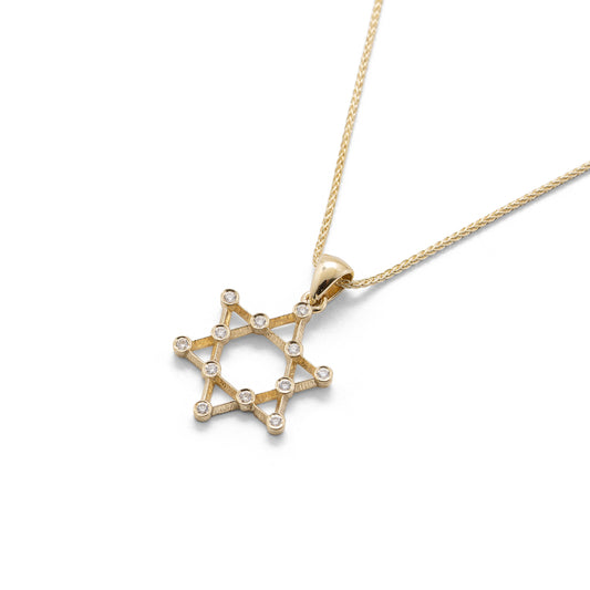 14K Star of David with Diamonds Necklace