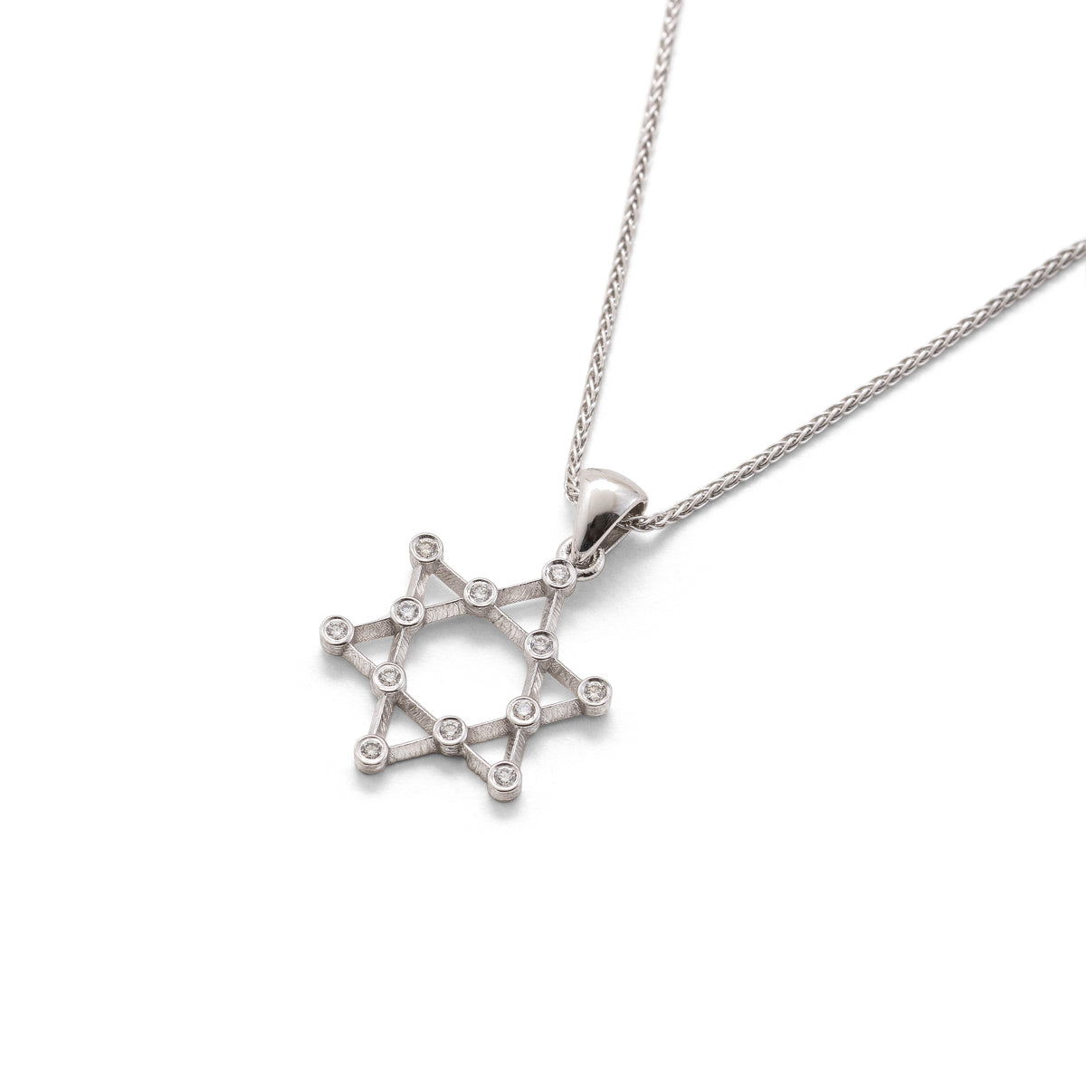14K Star of David with Diamonds Necklace