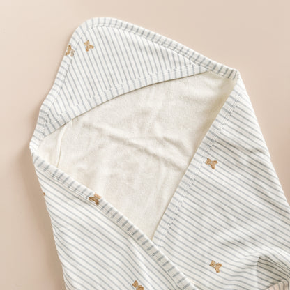 Teddy Bear Stripe Hooded Towel