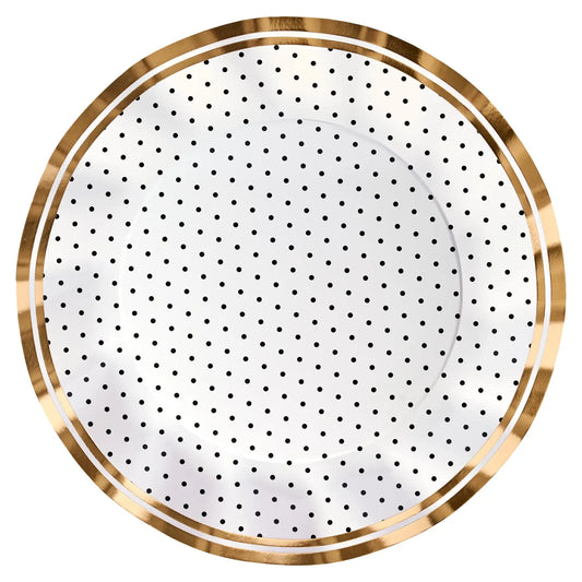 Black Dot Wavy Dinner Plate 8/Pack