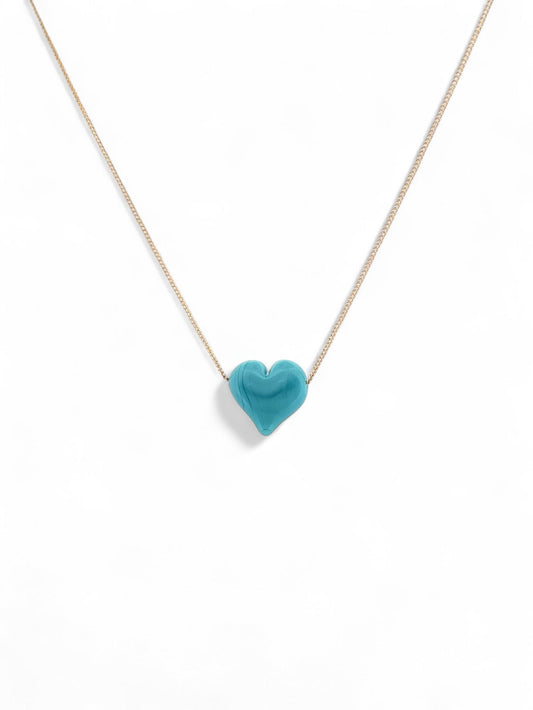 Puffy Glass Heart Necklace