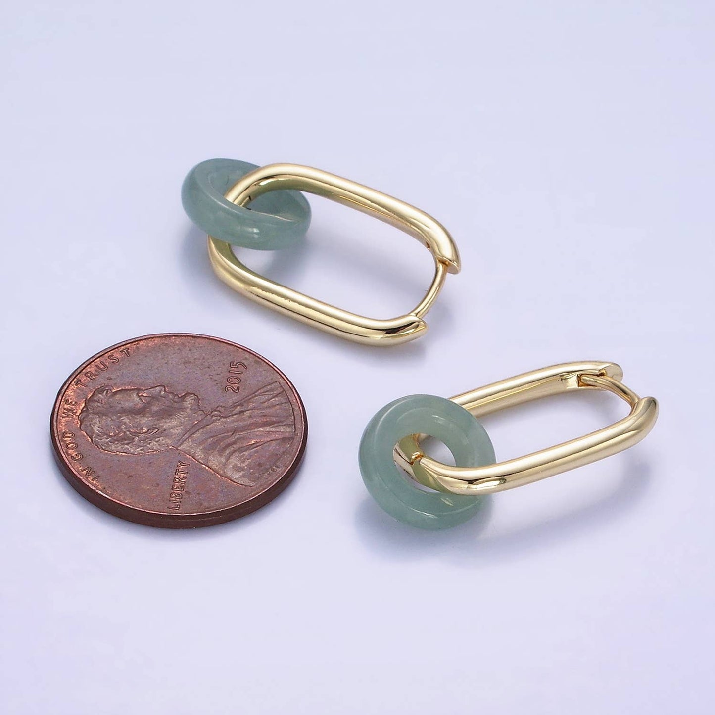 Jade Donut Oblong Hoop Earrings