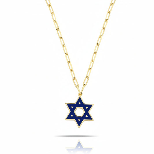 Jewish Star Paperclip Chain Necklace