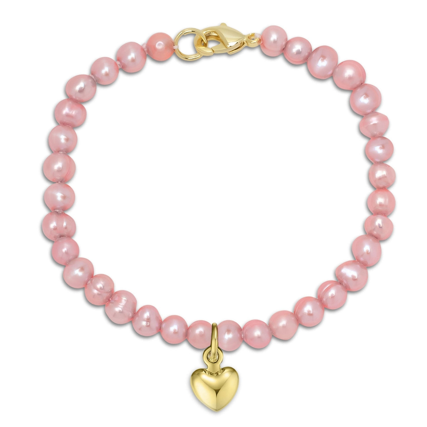Freshwater Pearl Strand Bracelet with Heart Charm