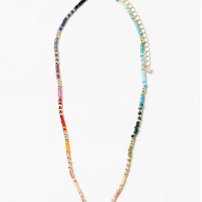 Rainbow Crystal Beaded Stone Necklace