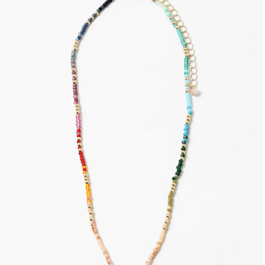 Rainbow Crystal Beaded Stone Necklace