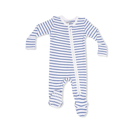 Navy Stripe 2 Way Zipper Footie