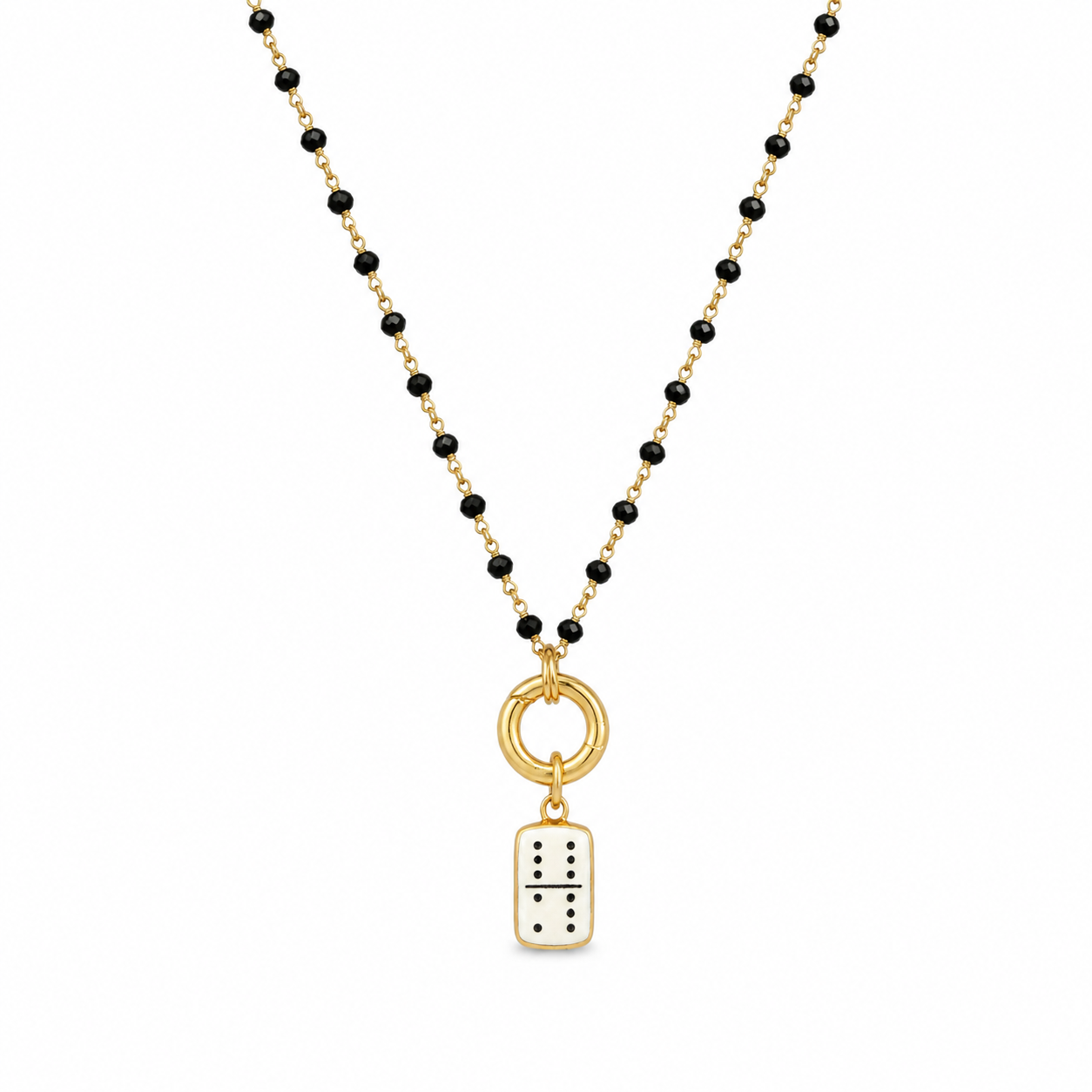 Domino Charm Beaded Necklace