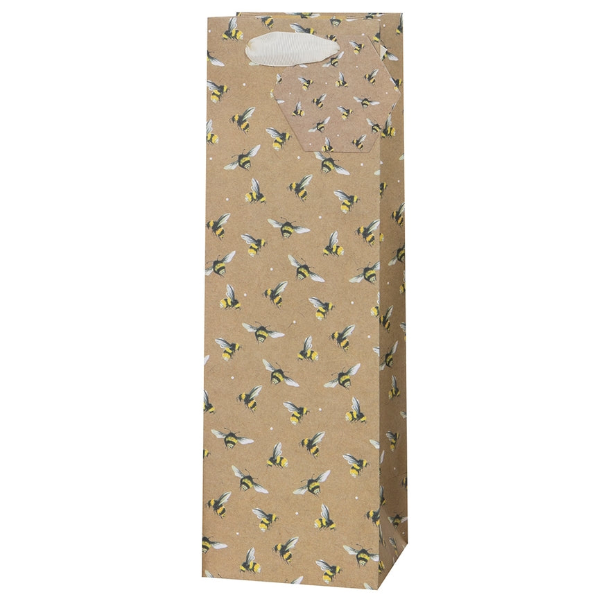 Bees Kraft Bottle Gift Bag