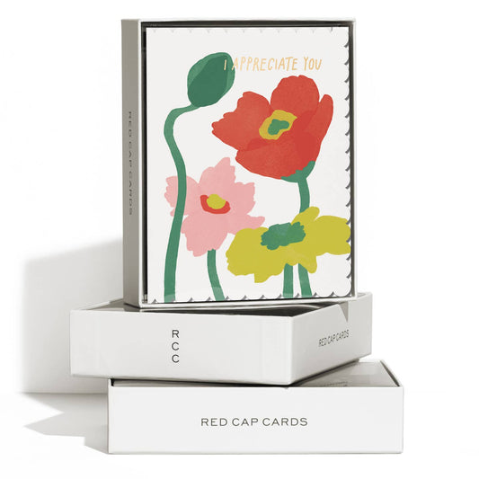 Scalloped Poppy I Appreciate You Card Boxed Set