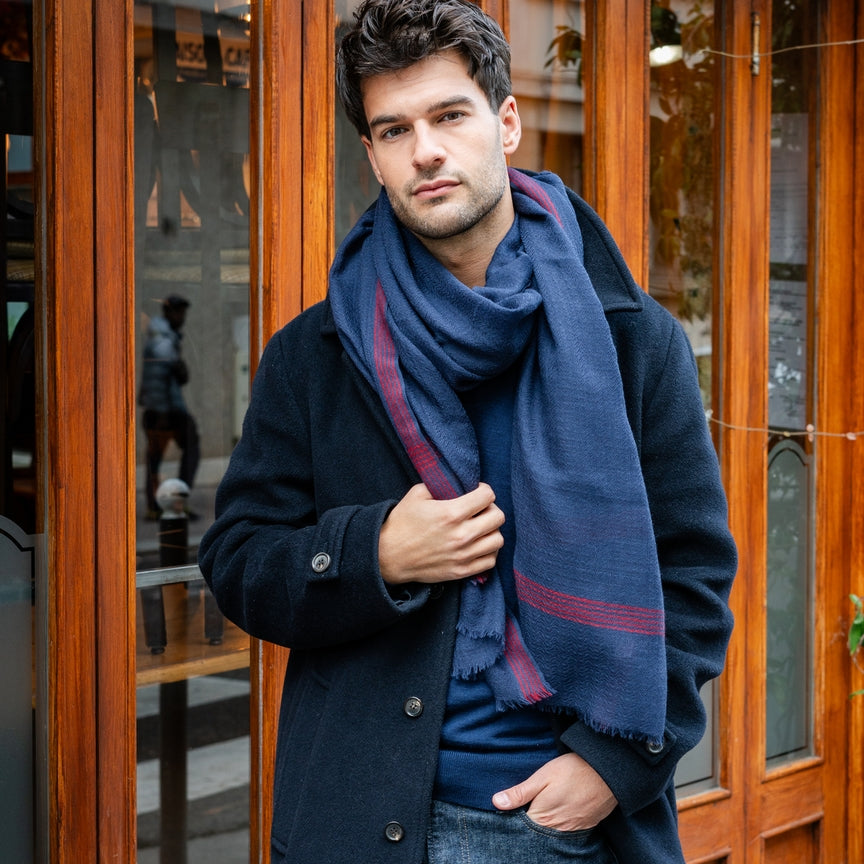 Vik Blue Wool Scarf