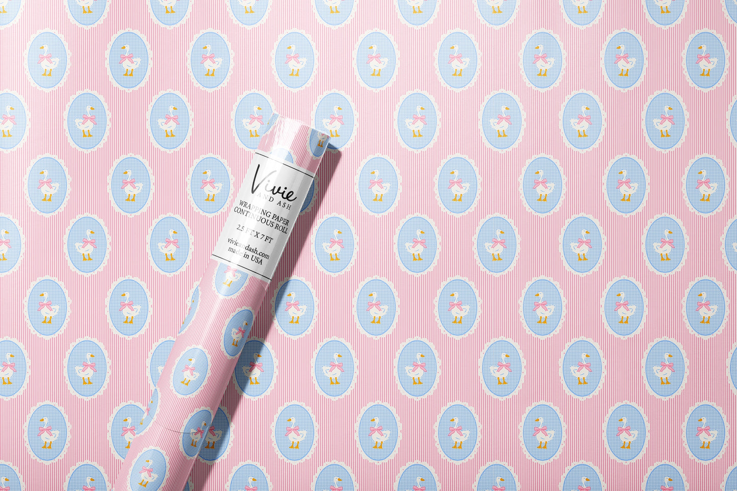 Cameo Goose Pink Stripe Wrapping Paper