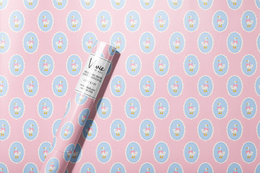 Cameo Goose Pink Stripe Wrapping Paper