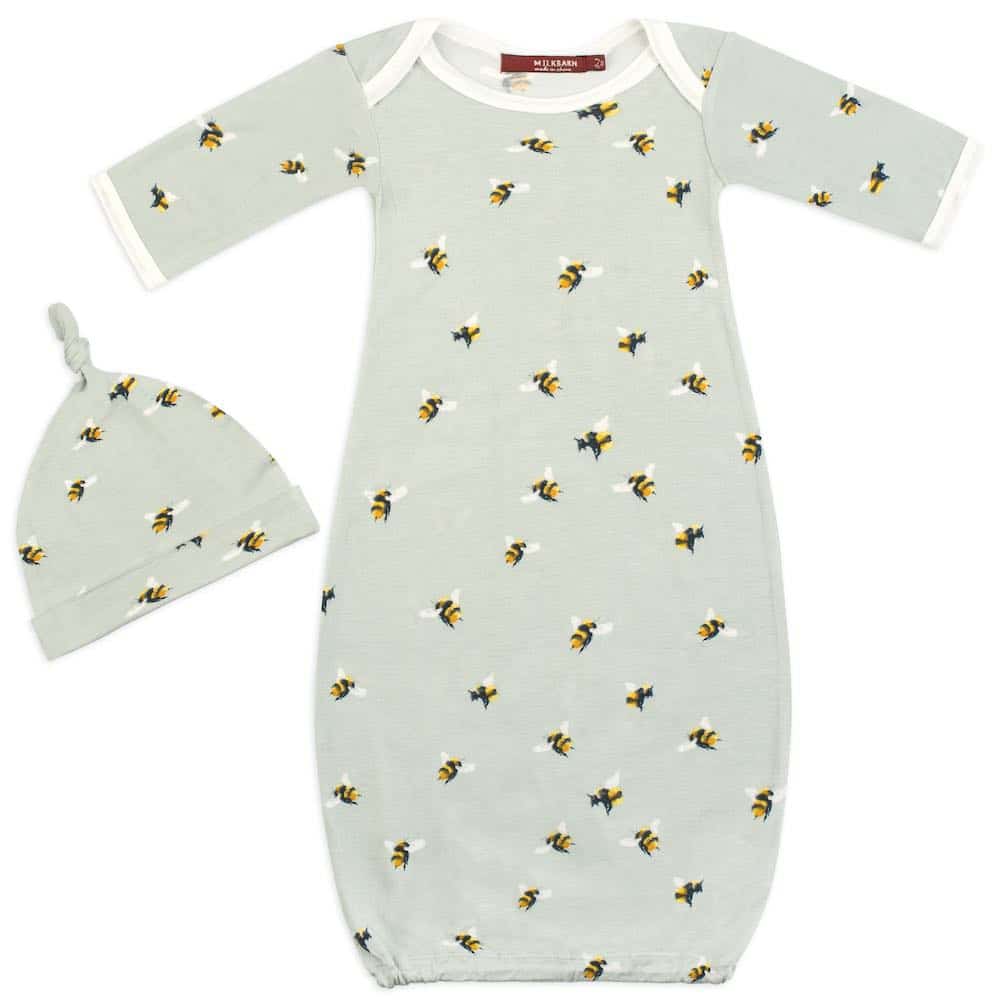 Bumblebee Organic Cotton Gown and Hat Set