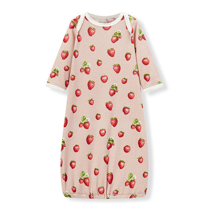 Strawberry Organic Cotton Gown and Hat Set