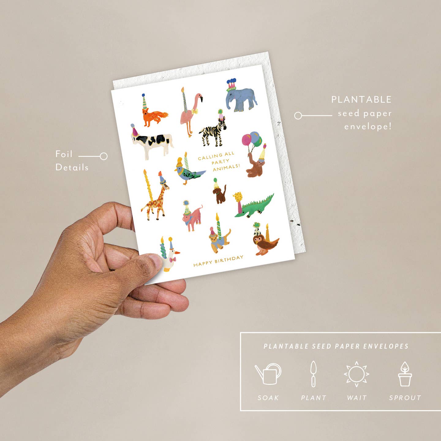 Plantable Card - Animal Party