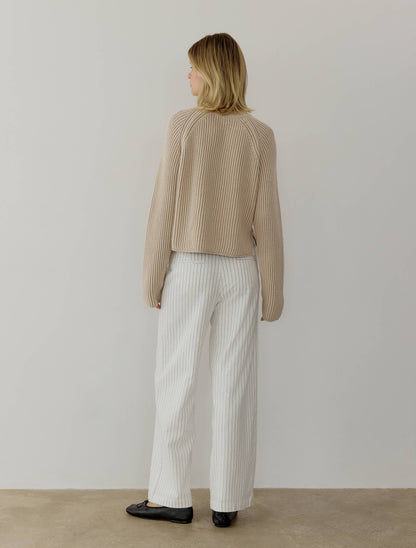 Devin Two Tone Cropped Ribbed Sweater