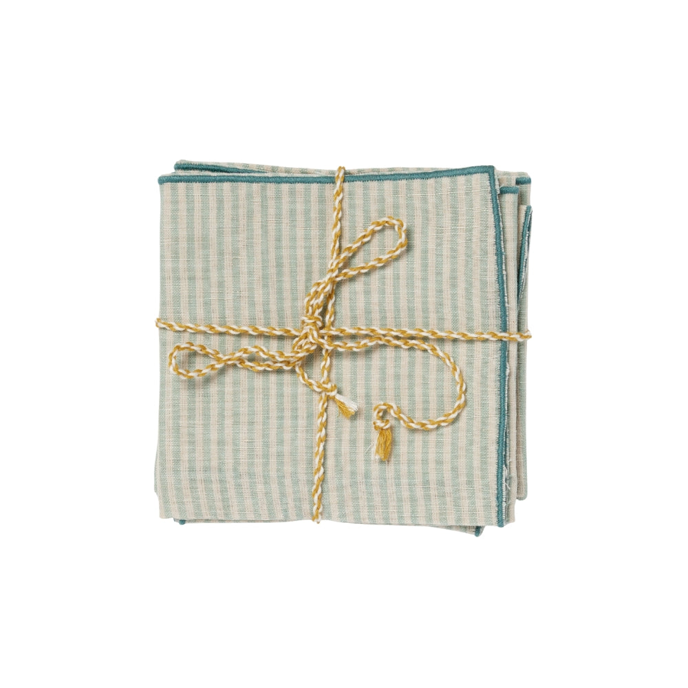 Blue Green Stripes Napkins - Set of Two