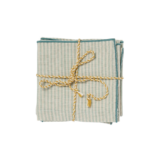 Blue Green Stripes Napkins - Set of Two