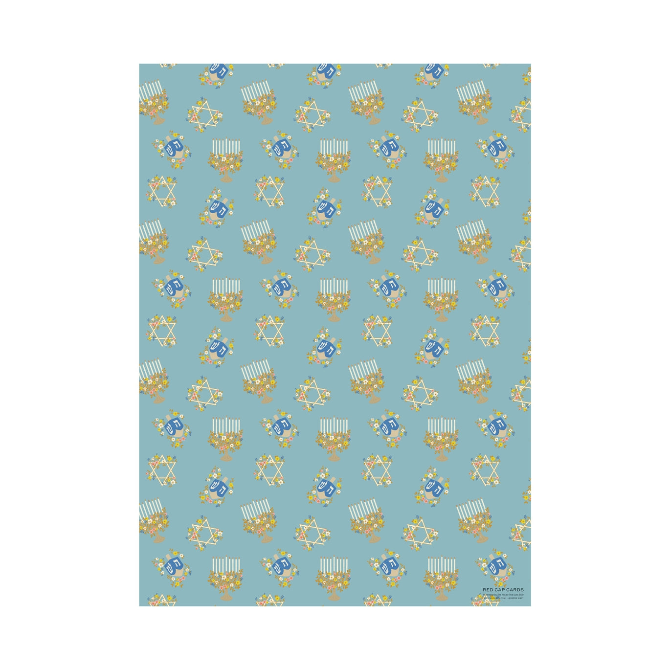 Floral Menorah Hanukkah Wrapping Paper