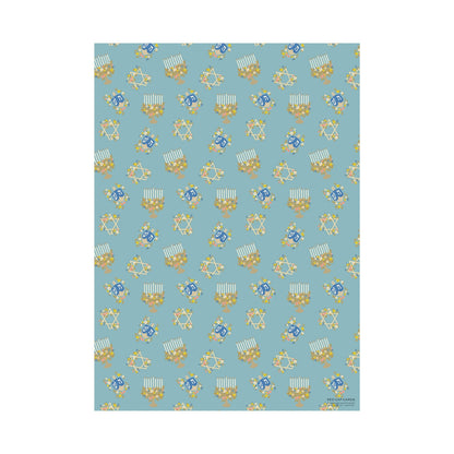 Floral Menorah Hanukkah Wrapping Paper