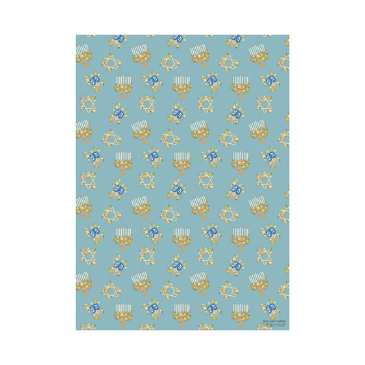 Floral Menorah Hanukkah Wrapping Paper