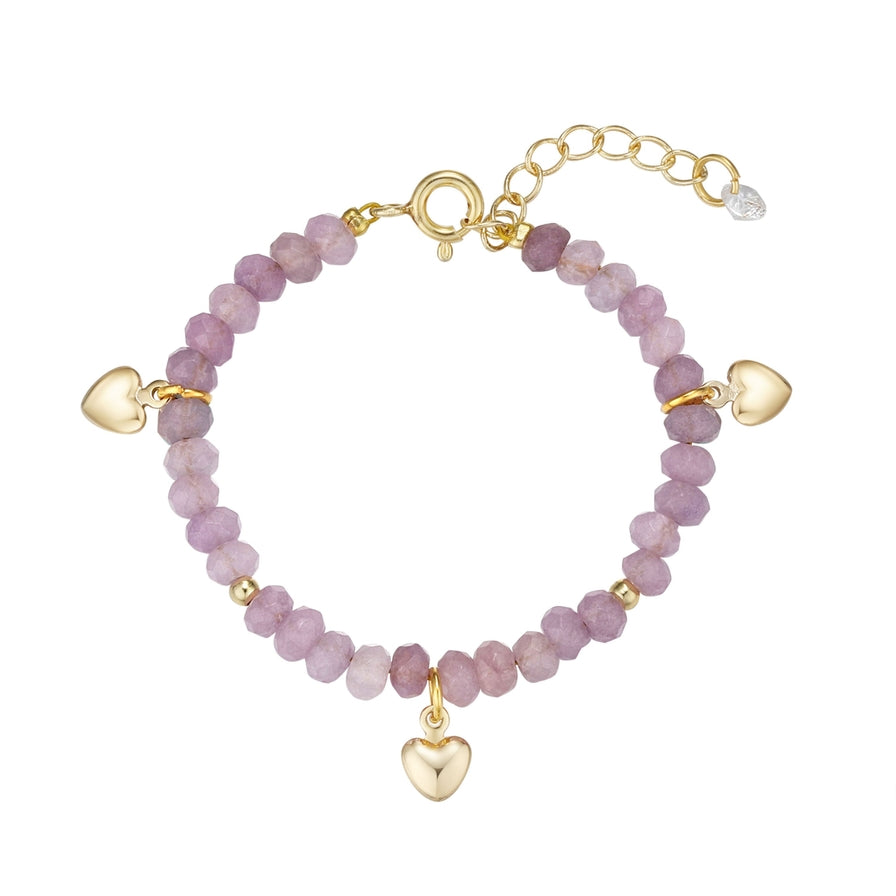 Amethyst Baby Bracelet with Heart Charms