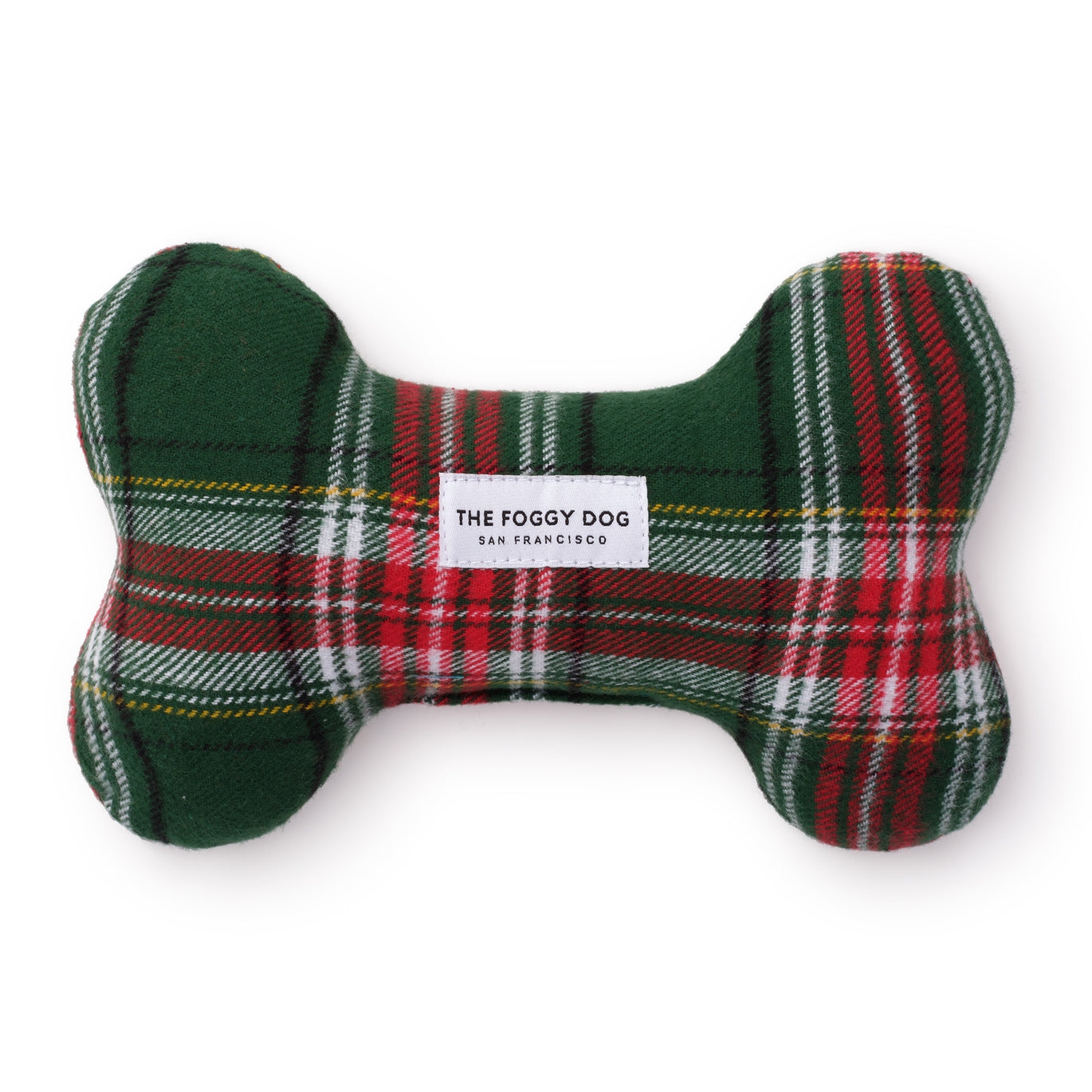 Holly Jolly Plaid Flannel Dog Squeaky Toy