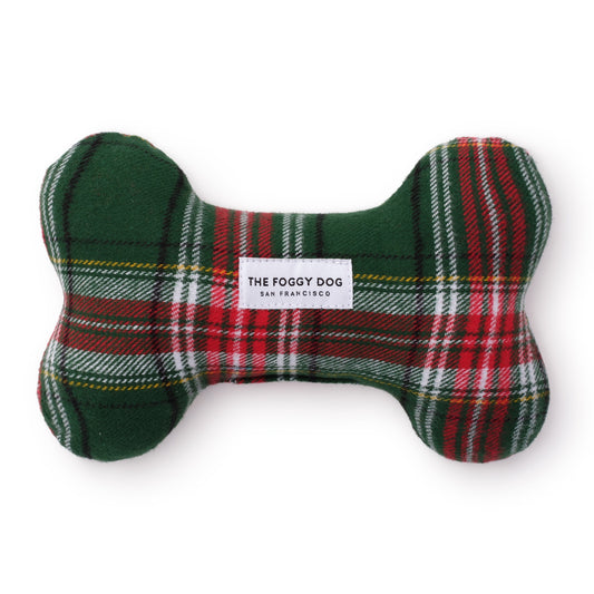 Holly Jolly Plaid Flannel Dog Squeaky Toy