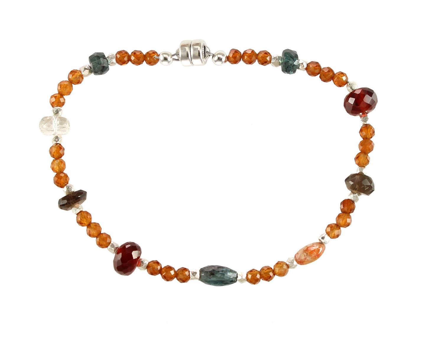 Hessonite Garnet, Quartz, Kyanite Bracelet