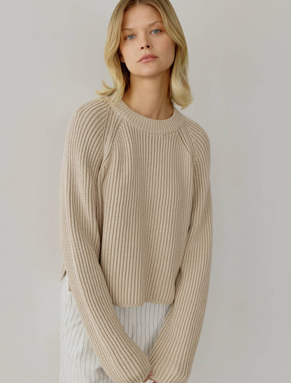 Devin Two Tone Cropped Ribbed Sweater