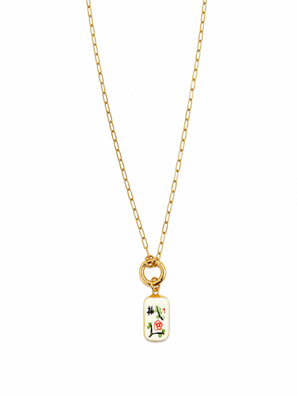 Mahjong Porcelain Charm Necklace