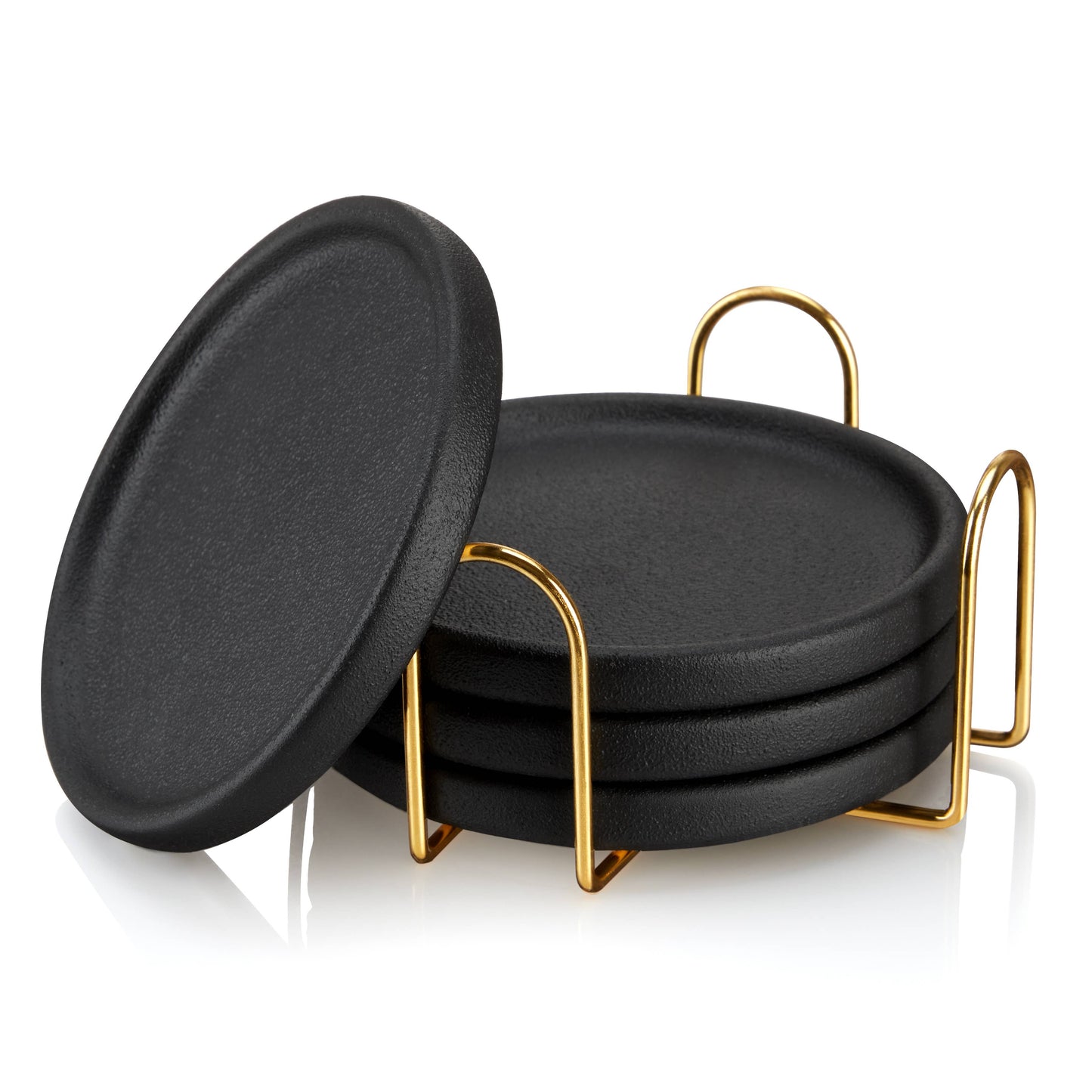 Coaster Set with Gold-Plated Stand