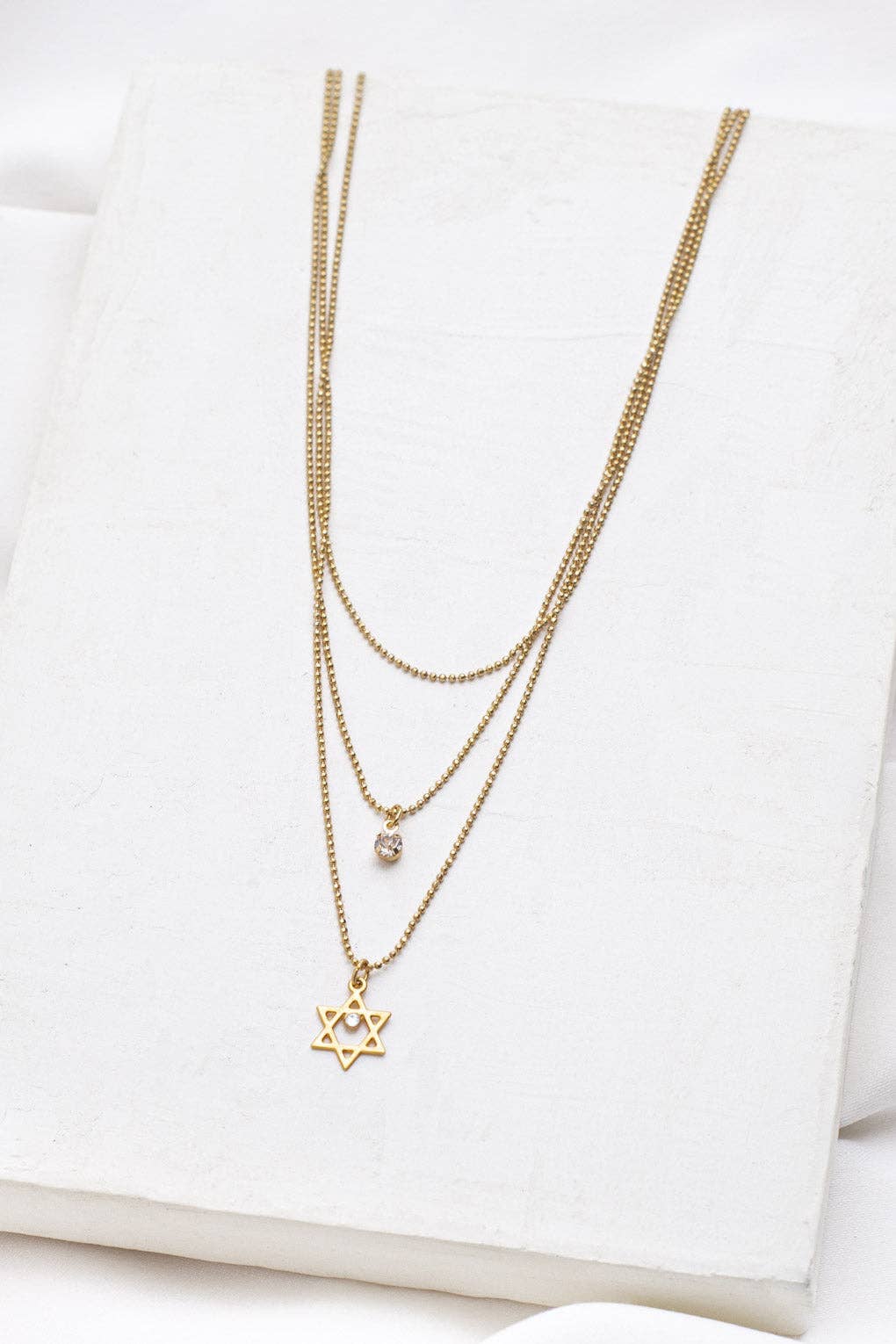 3 Layered Star of David Necklace