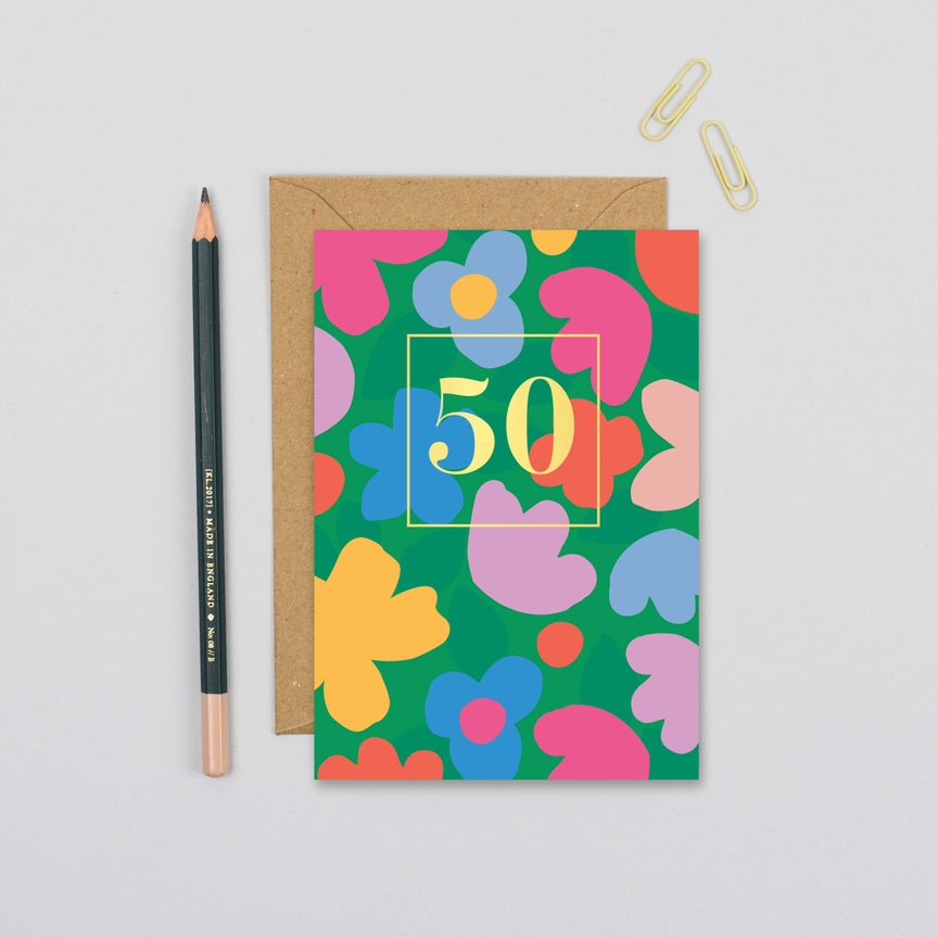 Age 50 Bloom Burst Birthday Card