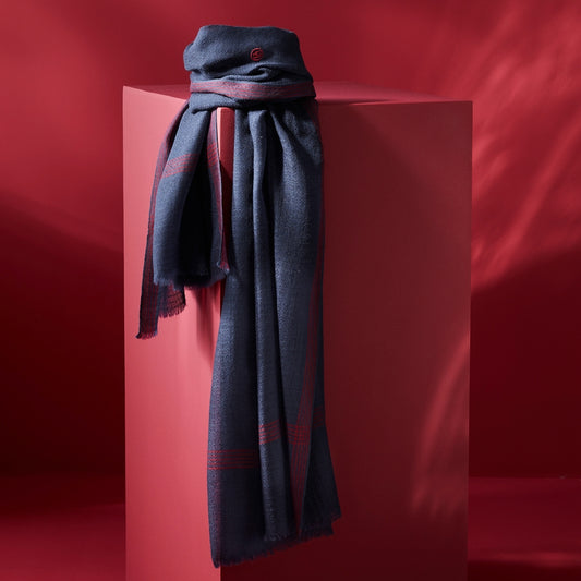 Vik Blue Wool Scarf