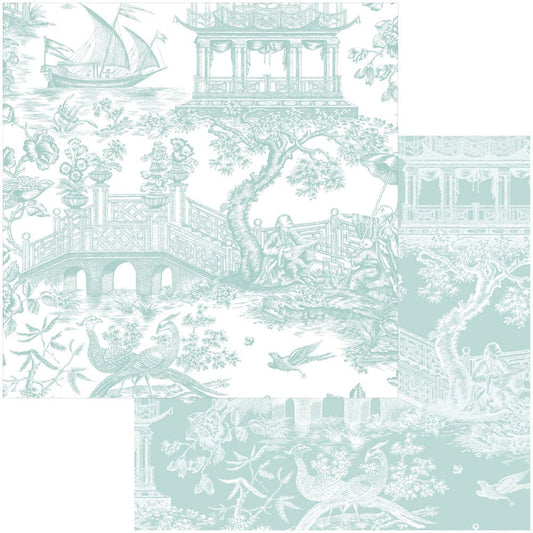 Chinoiserie Toile Robin's Egg Gift Wrap