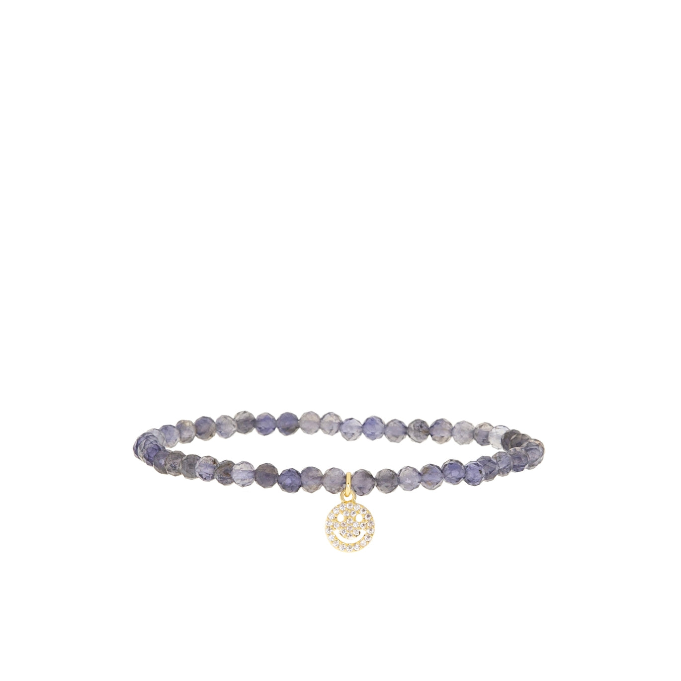 Natural Stone Bracelet with CZ Smiley Face Charm