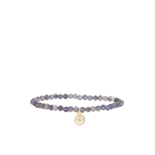 Natural Stone Bracelet with CZ Smiley Face Charm