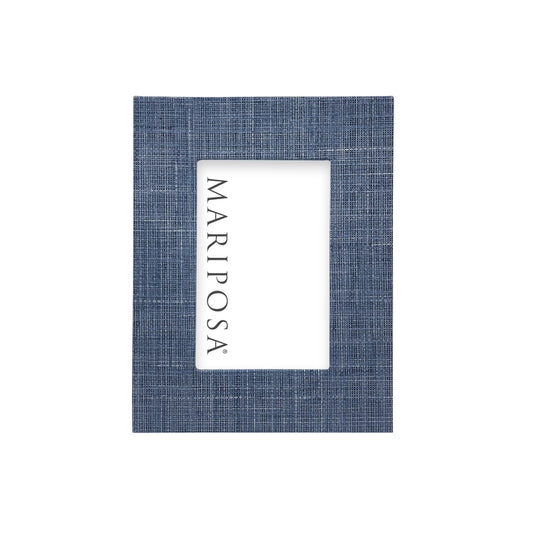 Heather Blue Faux Grasscloth 4x6 Frame