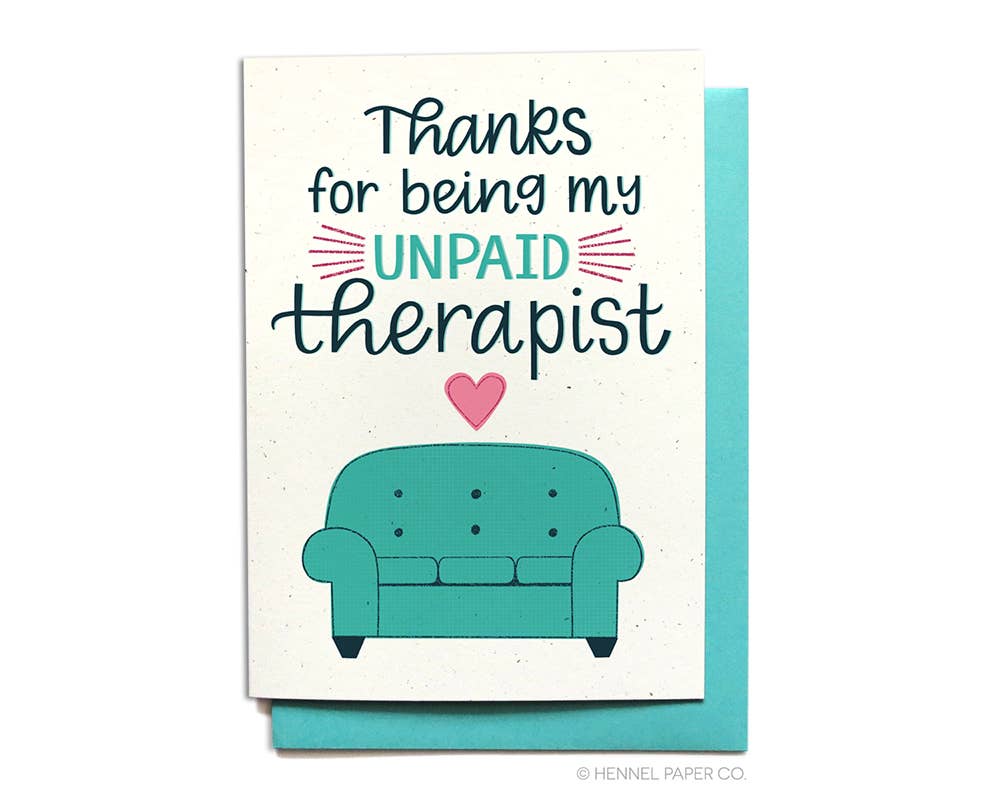 Unpaid Therapist Thank You Card