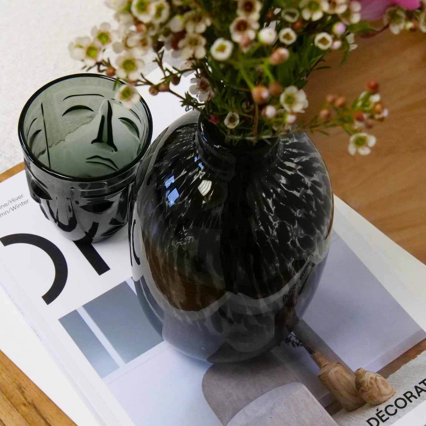 Green Face Glass Goblet