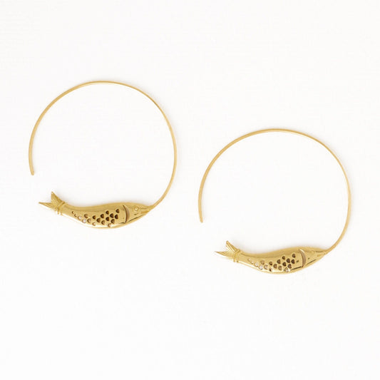 Wren Fish Hoop Earrings