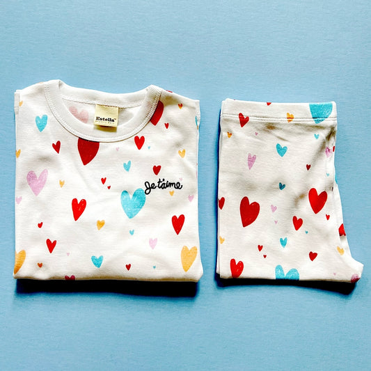 Kids Heart Print Organic Pajama Set